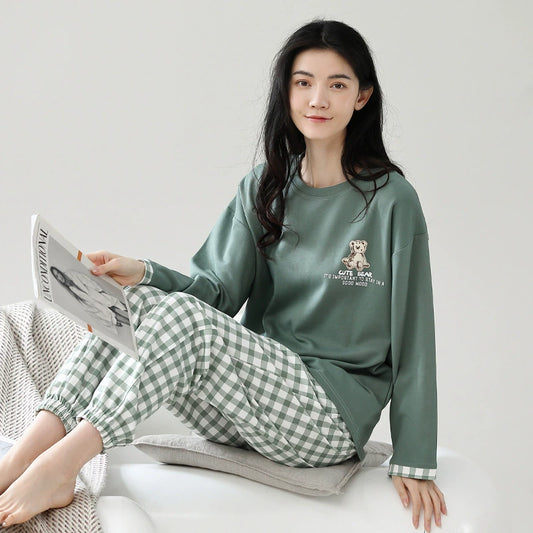 Gullei™ Cute Bear Loose-Fit Sleepwear Set Pure Cotton