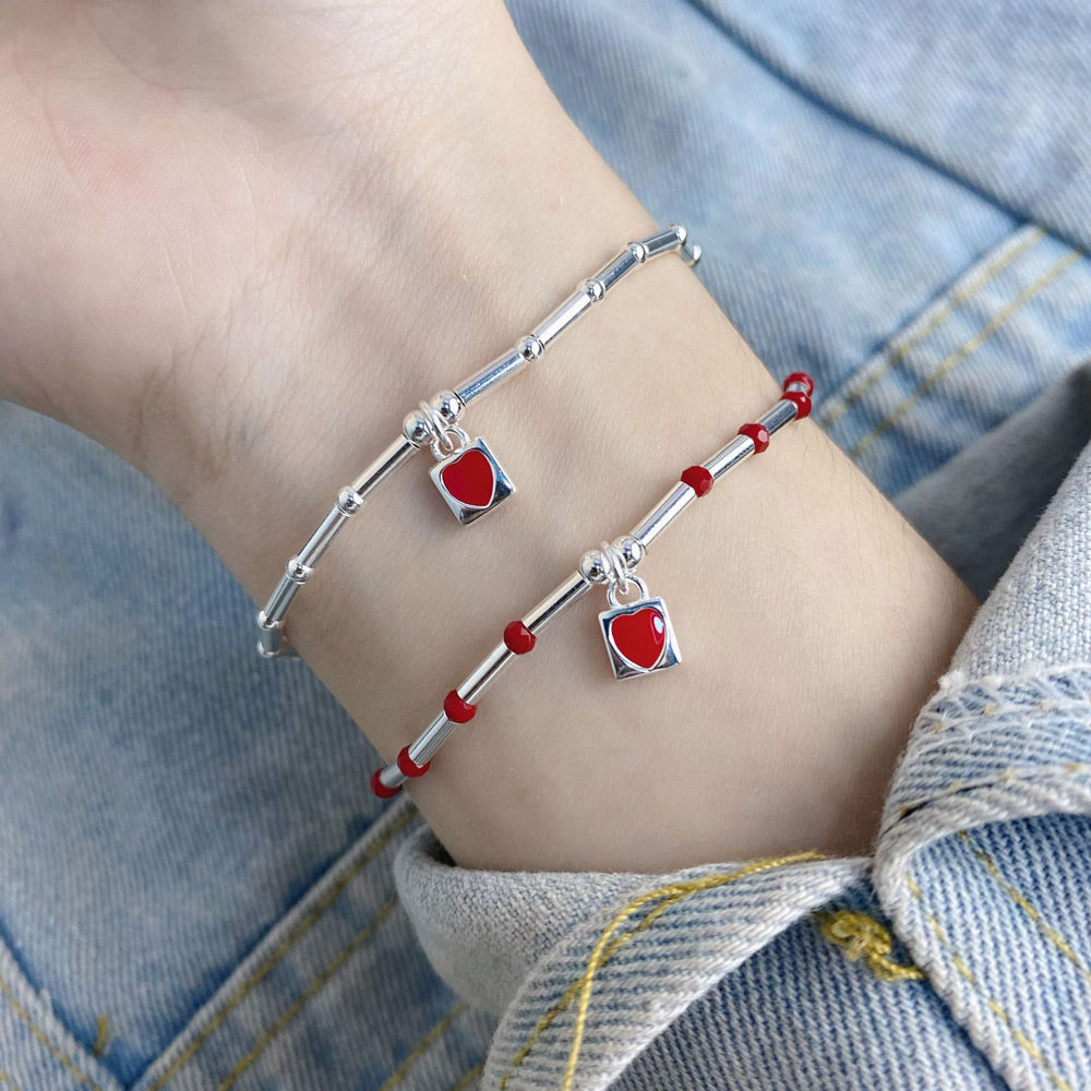 Matching Heart Charms Gf Bf Bracelets Set