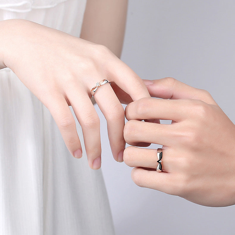 Matching Angel Wings His Hers Couple Rings Set