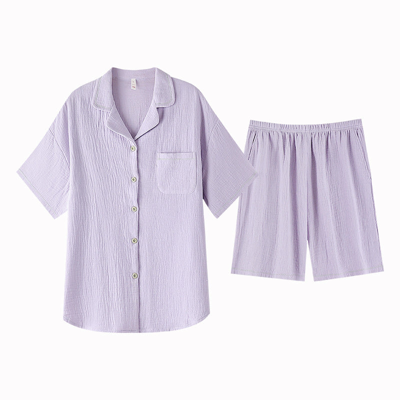 Classic Cotton Couple Pajamas - Soft Short Sleeve Set