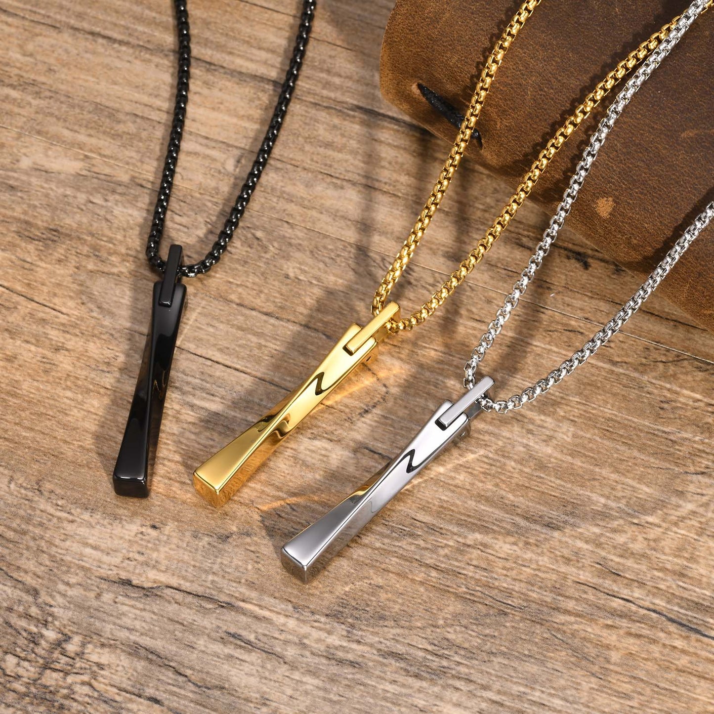 Custom Engraved Bar Pendant Necklace for Men