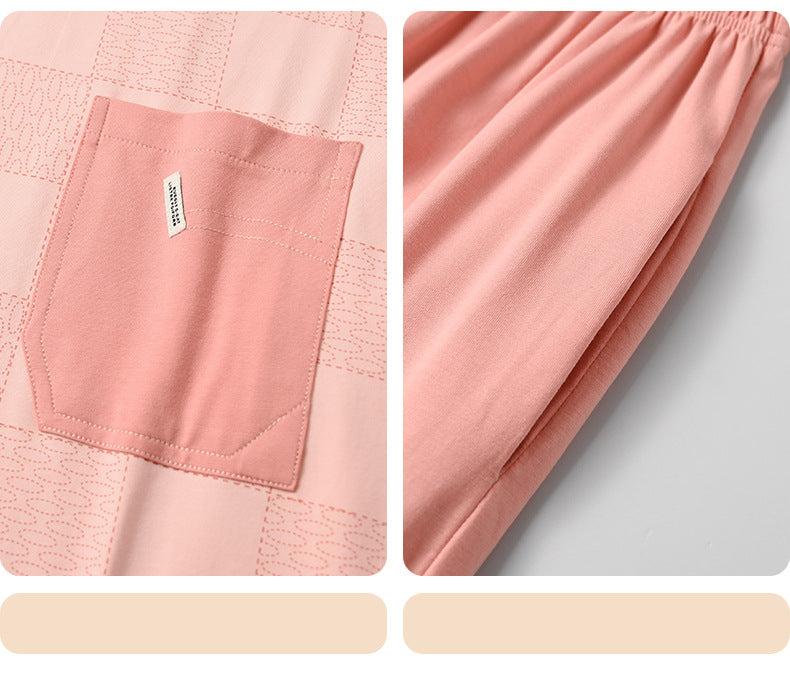 Round Neck Couples Pajamas Set 100% Cotton