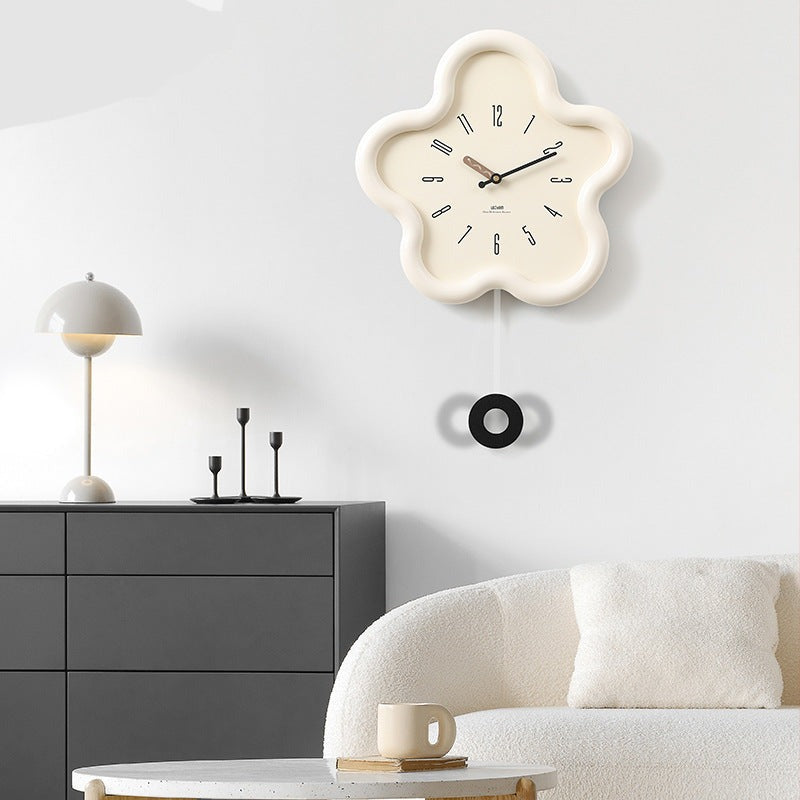 Flower Silent Pendulum Clock for Kids Bedroom