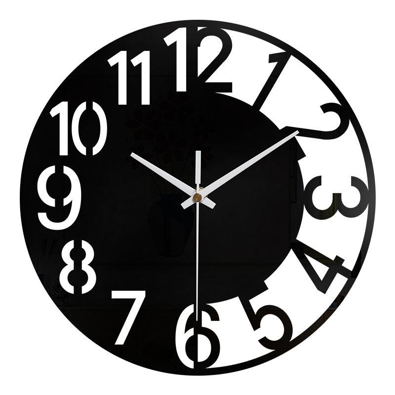Big Numerals Silent Wall Clock — 12" Modern MDF (Black)