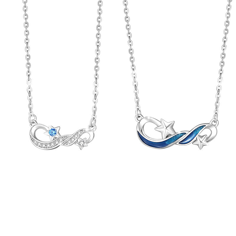 Stars Matching Couples Necklaces Set for Two - Sterling Silver