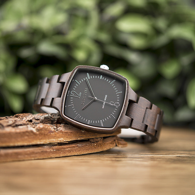 Customized Wood Couple Square Watch Set