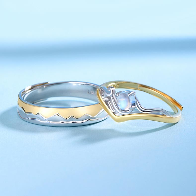 Mountain and Ocean Bff Rings Set for 2