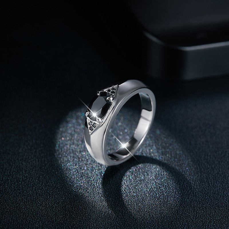 1 Carat Black Moissanite Eye of Horus Style Ring