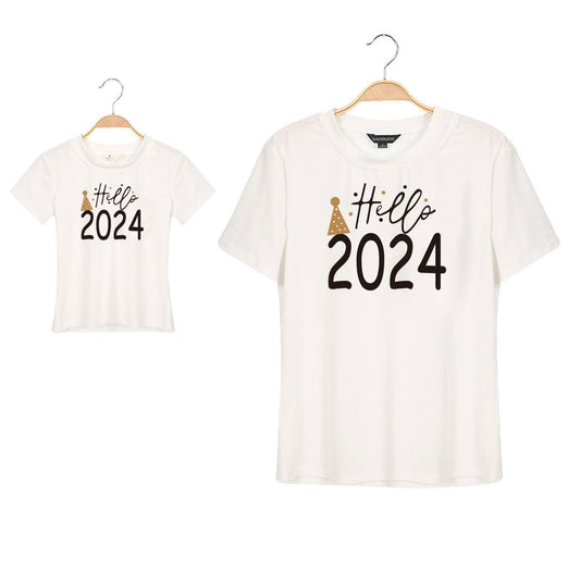 Dad and Kid New Year 2024 Matching Tshirts