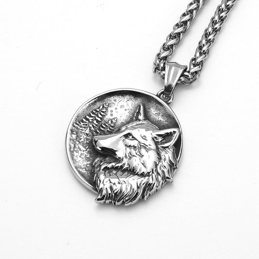 Wolf Fenrir Amulet Style Mens Thick Chain Necklace