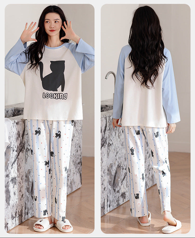 Cozy Cat-Lover Couple Pajamas – Cotton Cat Print Lounge Set by Gullei
