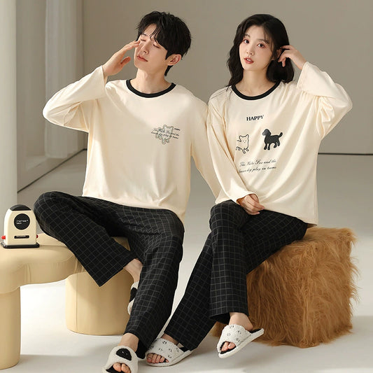 His Hers Pullover Pajamas Set 100% Cotton