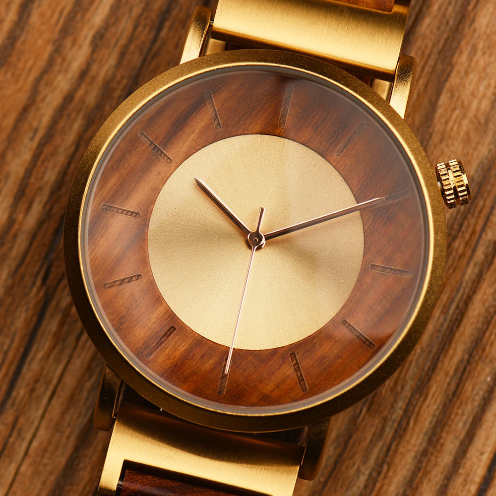 Matching Quartz Wood Couple Watch Set for Two