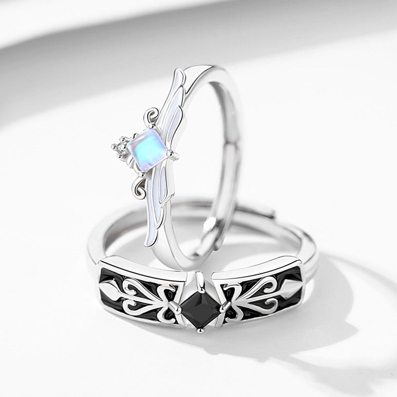 Engraved Matching Wings Wedding Bands