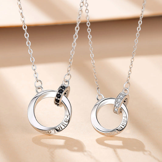 Personalized Double Rings Couple Necklaces Set