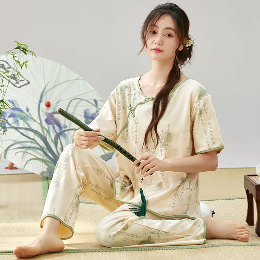 Pure Cotton Traditional Chinese Style Pajamas Set