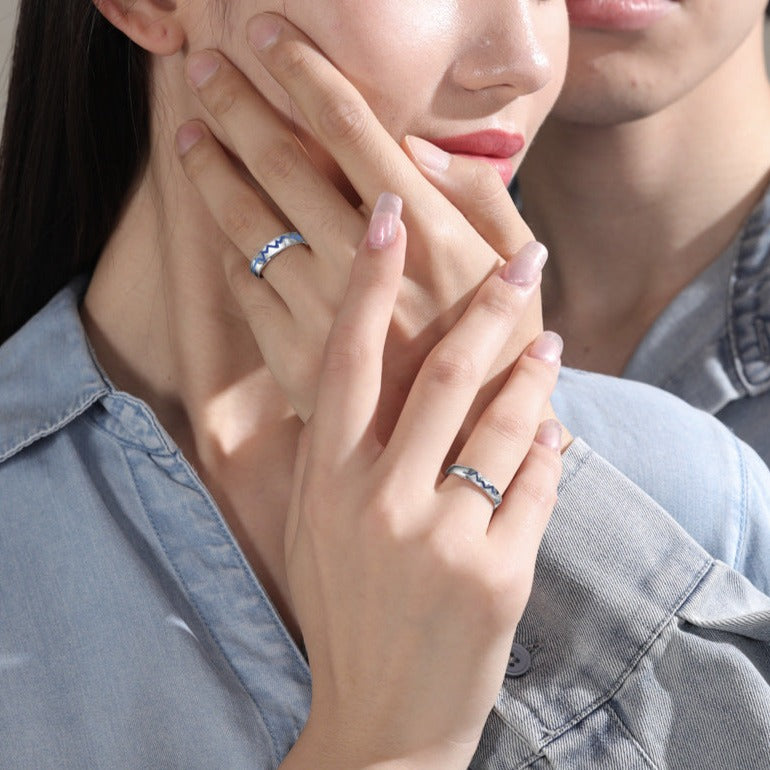Heartbeat Romantic Matching Rings Set