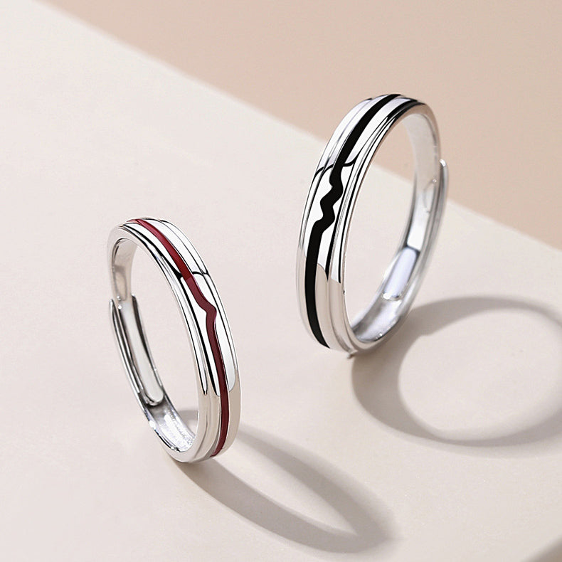 Custom Heartbeat Couple Wedding Rings