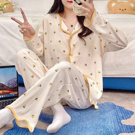 Fruits Pattern Pajamas Set 100% Organic Cotton