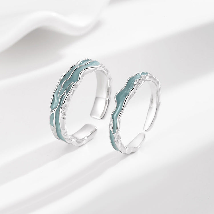 Engravable Ocean Theme Promise Rings for Couples
