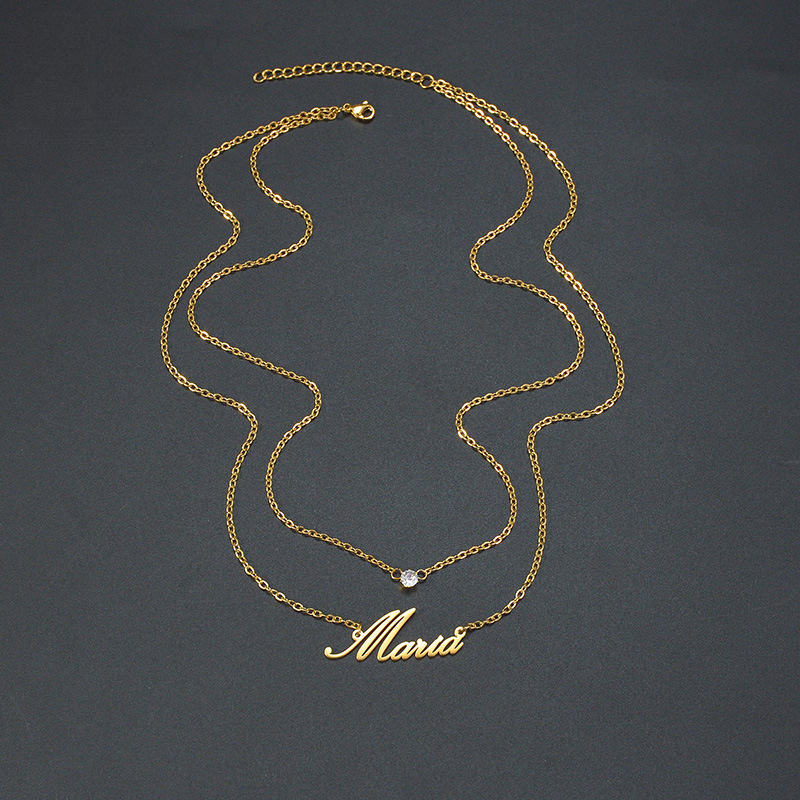 Double Chain Personal Name Birthstone Necklace