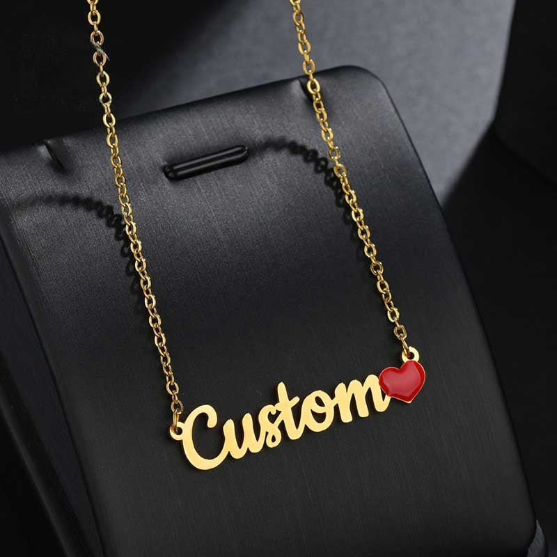 Red Heart Personal Name Necklace