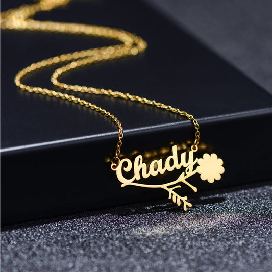 Floral Custom Name Necklace for Women