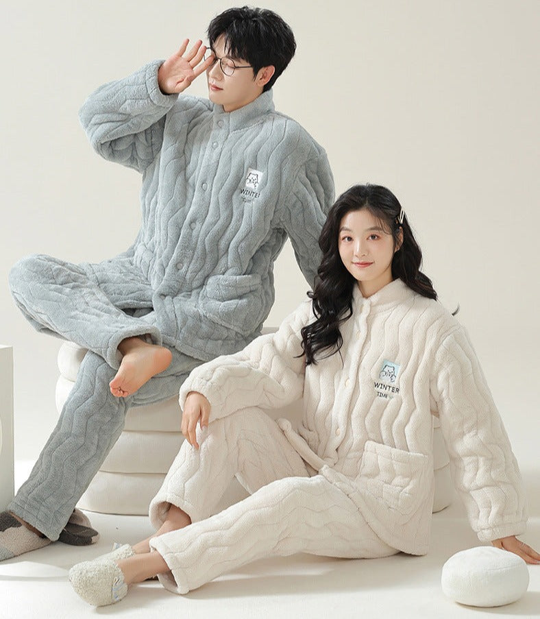 Set of 2 Winter Loungewear PJs for Couples 100% Flannel