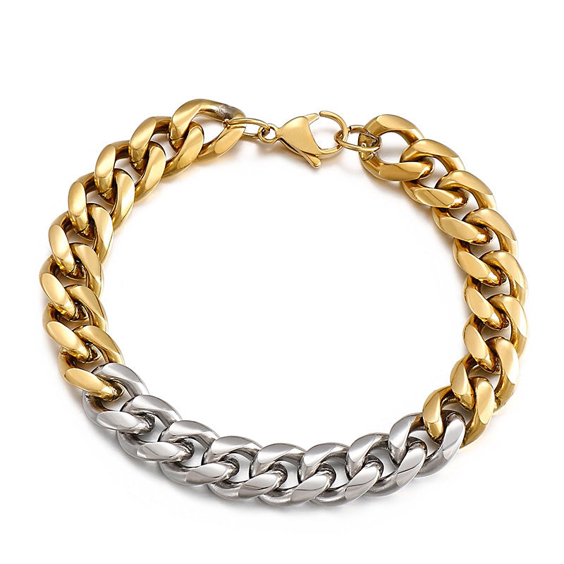Two Tone Steel Bracelet Gift for Men 22cm