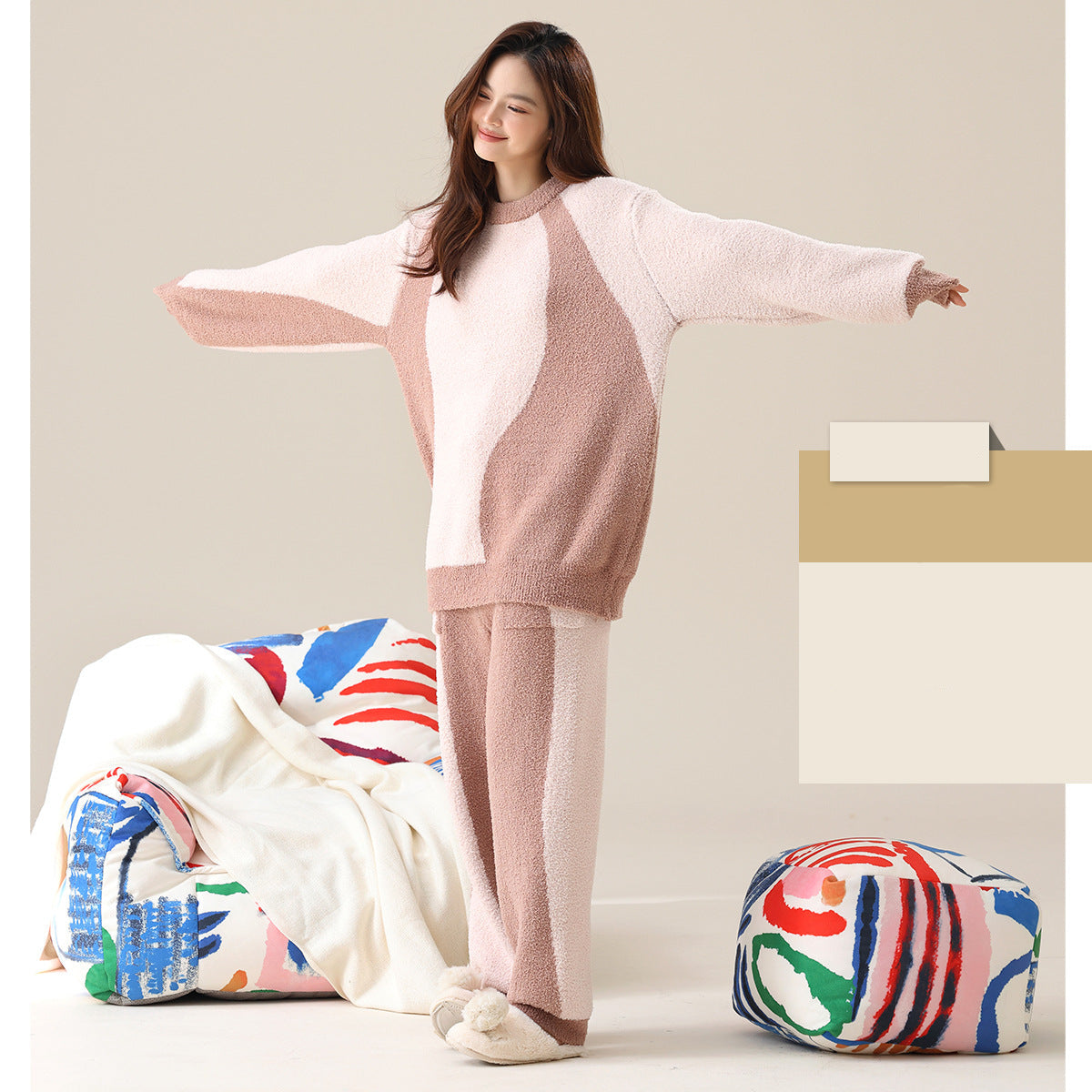 4-Piece Warm Pajamas/Loungewear Set for Couples