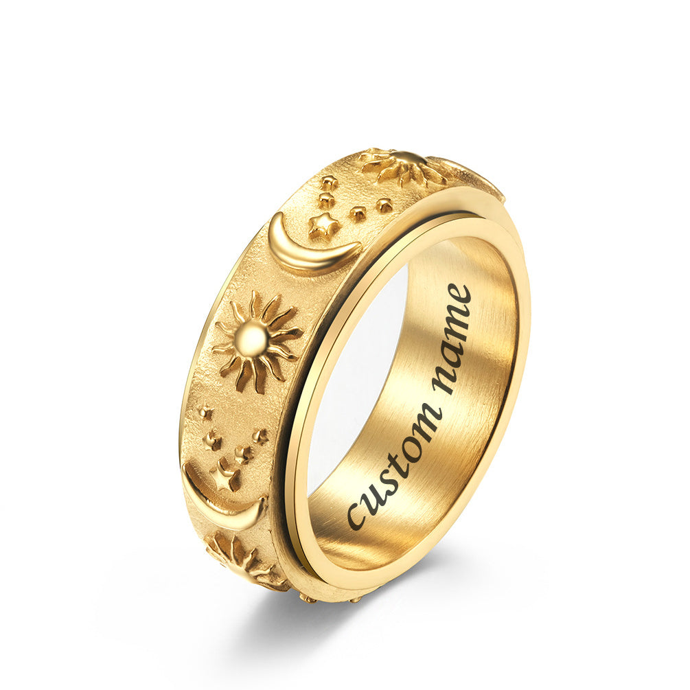 Sun and Moon Fidget Ring for Men