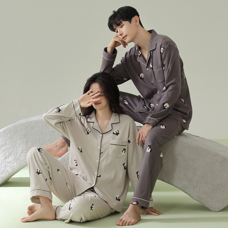 Matching Pajamas Set for Couples Black Pure Cotton – Gullei