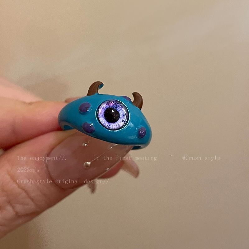 Funny Cartoon Monster Kitten Ring Gift for Girls