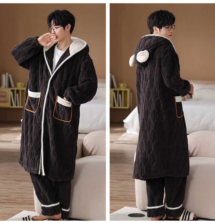 Winter Long Pajamas for Couples - 100% Coral Flannel