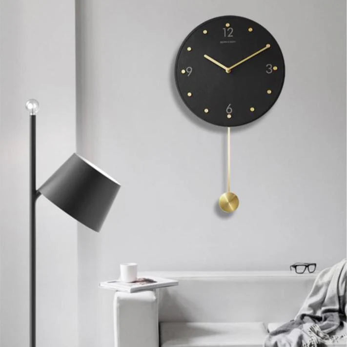 Natural Marble Pendulum Silent Wall Clock (12")