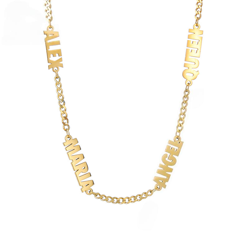 Thick Chain Multiple Names Necklace