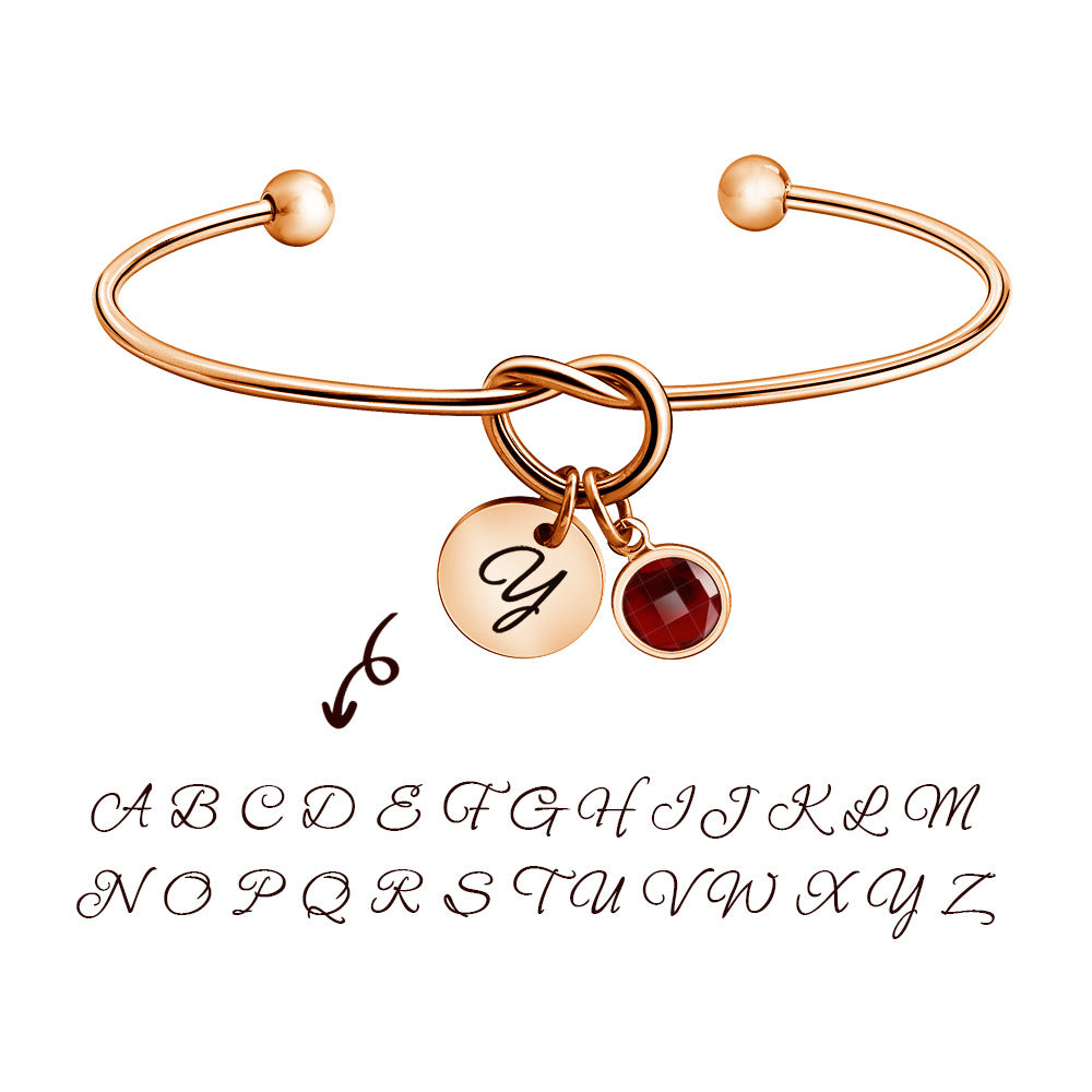 Name Initial Birthstone Charm Bracelet