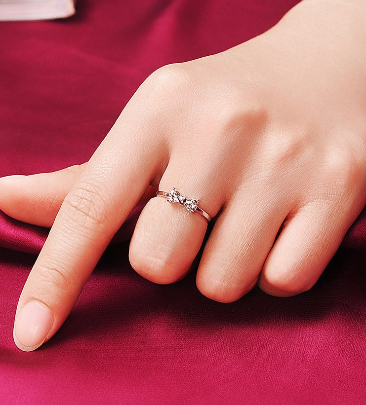 Bow Shaped 0.3 Carat Lab Diamond Ring for Her