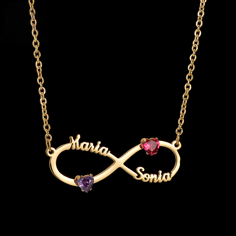 Personal Birthstone Couple Names Necklace
