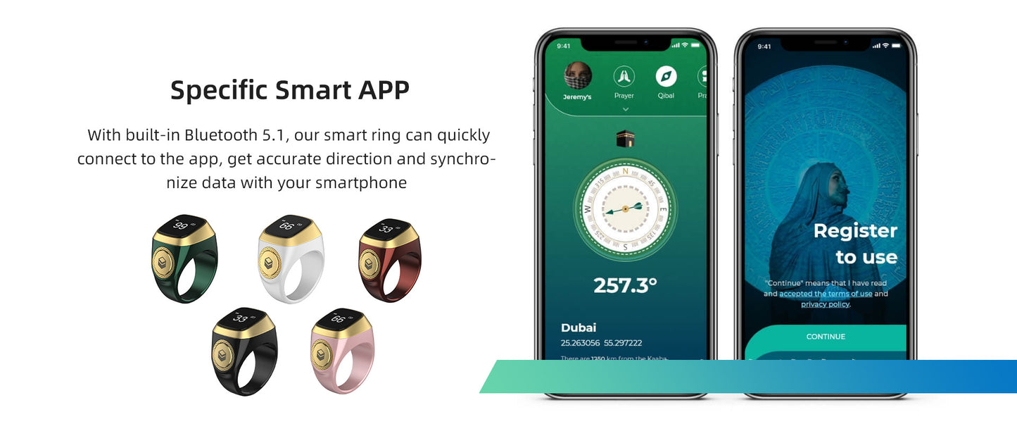 Tasbeeh Counter Prayer Reminder Smart Ring for Men