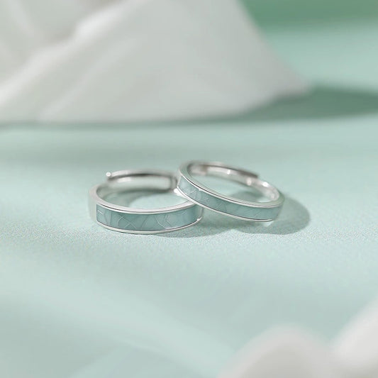 Engraved Rings Matching Set - 18K White Gold Plated