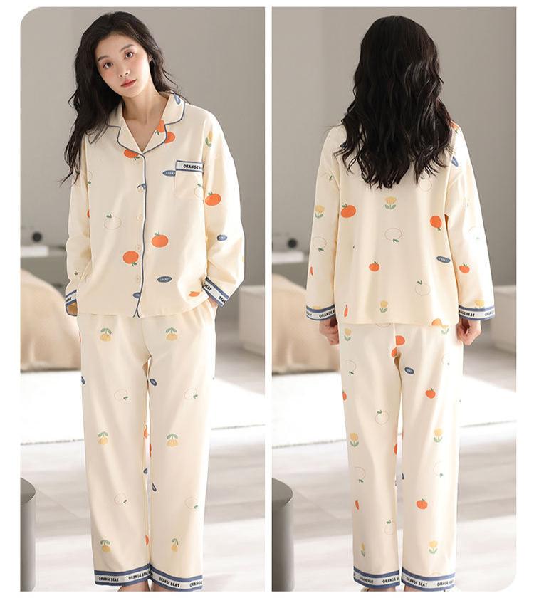 Cute Matching Long Sleeves Pajamas Set 100% Cotton