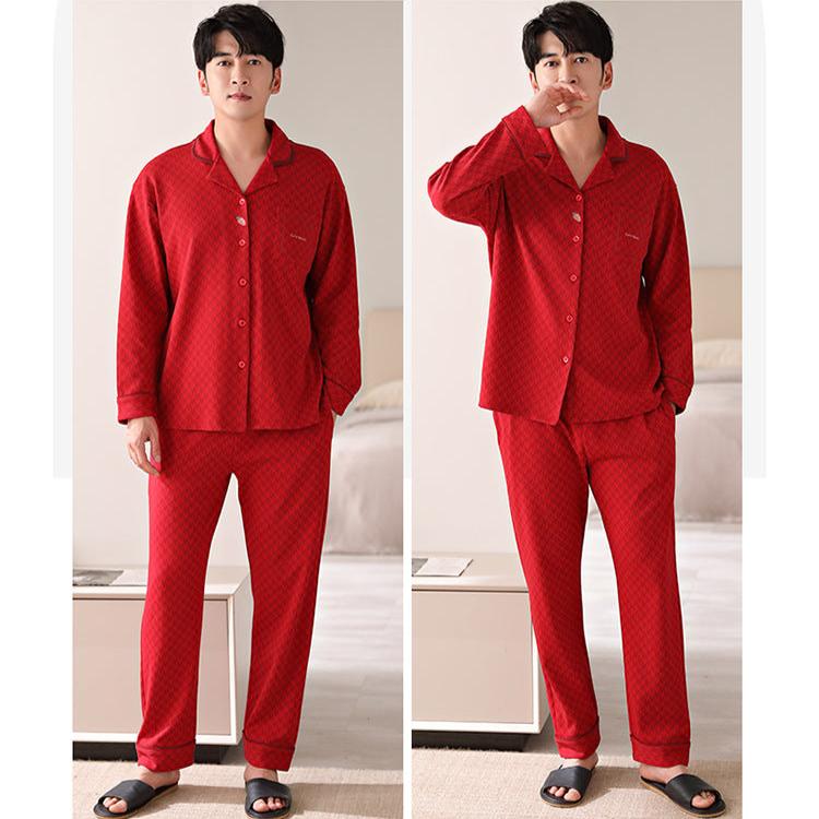Comfy Winter Couples Red Pajamas Set 100% Cotton