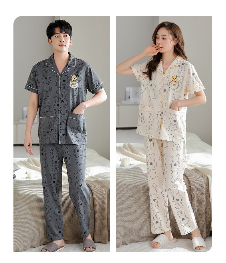 Matching Cartoon Pyjamas Set for Men and Women 100% Cotton