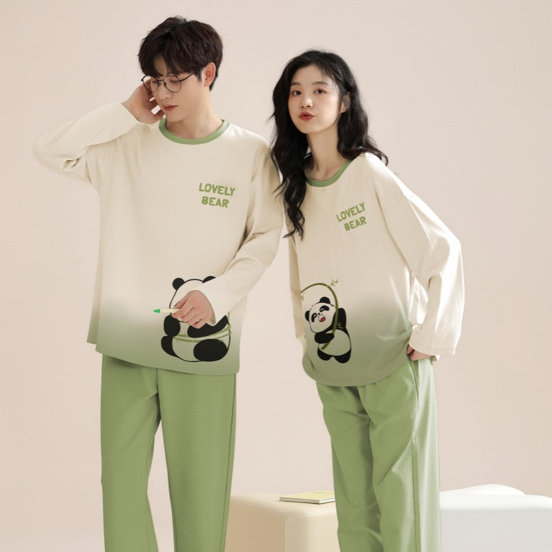 Long Sleeve Panda Design Pajamas Set 100% Cotton