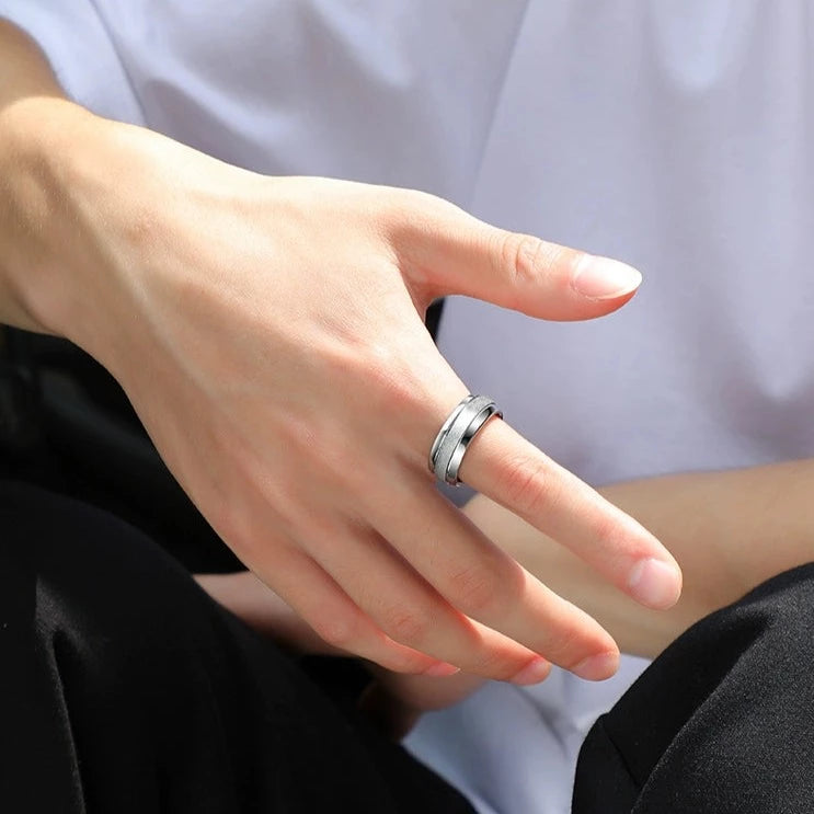 Mens Wedding Ring Frosted Tungsten Band