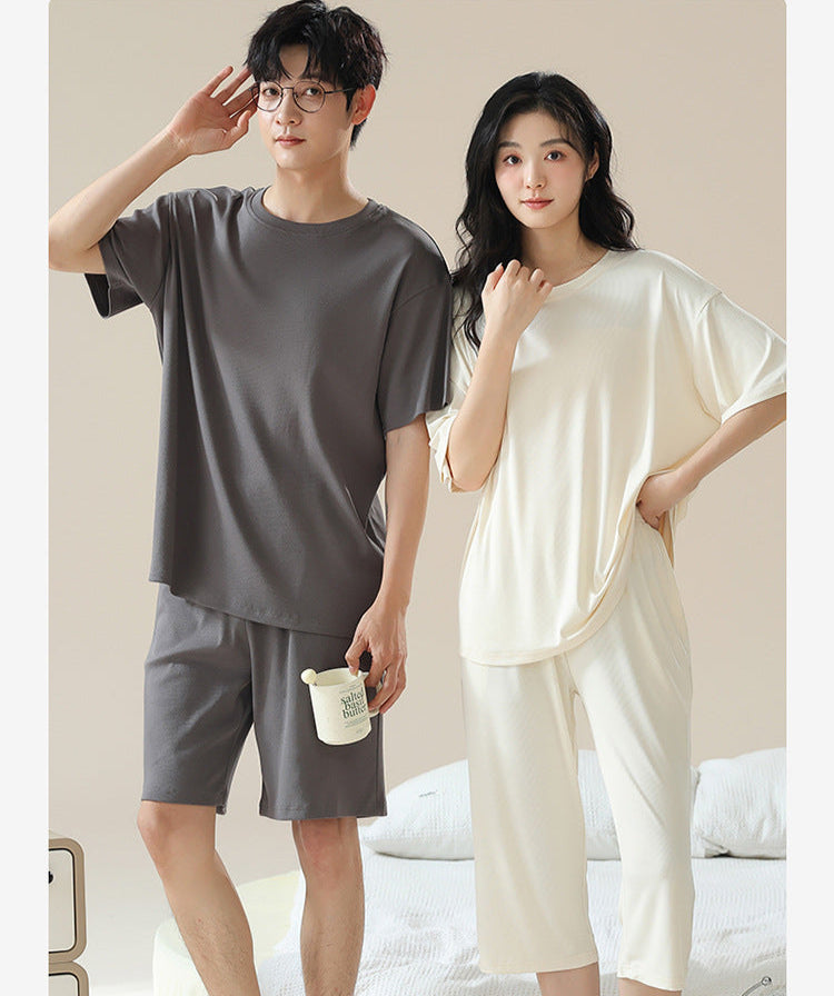 Comfy Pullover Couple Pajamas - Short Sleeve Summer