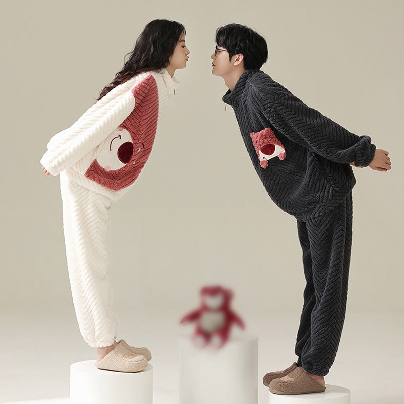 Couples Matching Thick Fleece Pajamas Set