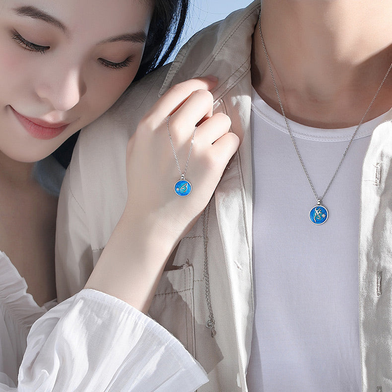 Matching Enamel Disc Bff Necklaces Set