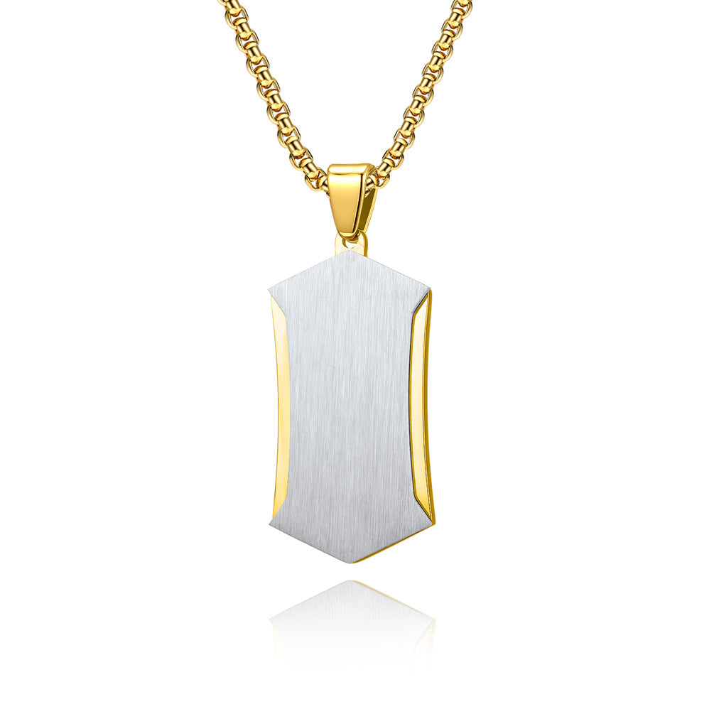 Custom Army Tag Brushed Pendant Mens Necklace